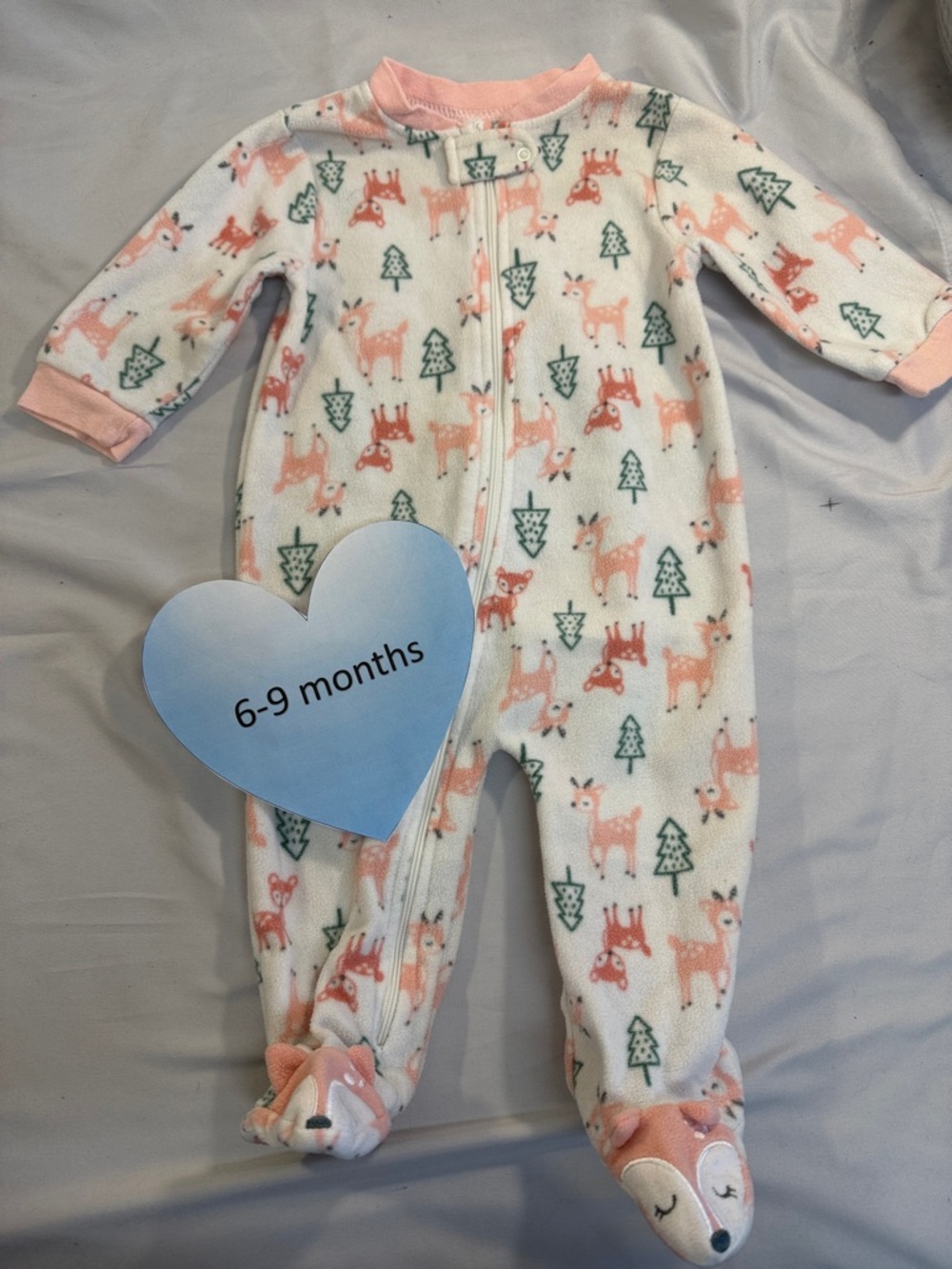 René Rofé - Adorable Pink and White Deer Print Baby Onesie
